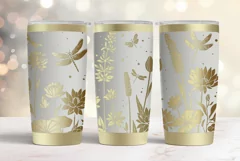 20oz Tumbler laser svg Dragonflies and Water Lilies wrap Product Image 3
