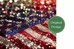Patriotic Tumbler Wrap, Glitter American Flag Tumbler Design Product Image 2