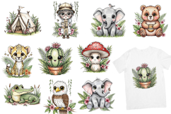 Safari Adventure Watercolor Clipart,Cute Hand Painted Jungle Product Image 2