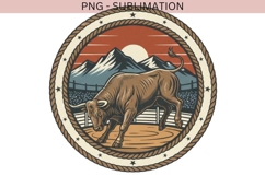 Western Bull PNG | Vintage Rodeo Bull Design | Rustic Product Image 2