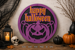 Halloween Round Sign Laser Cut SVG Product Image 1