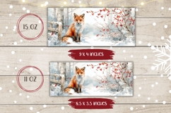 Watercolor Winter Fox Mug, Winter Forest Mug Sublimation Product Image 2