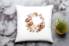 Neutral Boho Watercolor Floral Frames &amp; Wreaths Clipart PNG Product Image 3