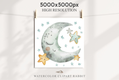 Watercolor Children Moon Stars Smiling Toddler Kids Clipart Product Image 3