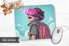 VR Adventure Awaits Cartoon Character Mouse Pad PNG Design Product Image 1