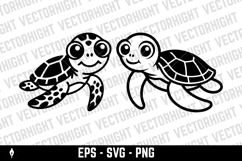 vector drawing of a cute friendly baby sea turtle Product Image 2