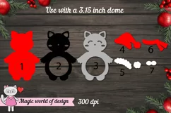 Grey Cat in Santa's hat candy dome svg, paper cut template Product Image 3