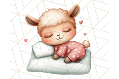 Sleeping Baby Animals PNG, Cozy Pajama Bedtime Clipart Png Product Image 2