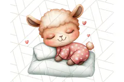 Sleeping Baby Animals PNG, Cozy Pajama Bedtime Clipart Png Product Image 2