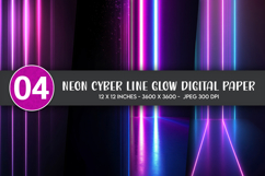 Neon Cyber Line Glow Digital Paper Product Image 1
