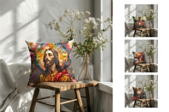 Christian Pillow Template, Floral Easter Cross Pillowcase Product Image 2