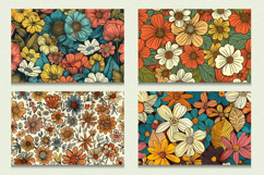 Retro Doodle Flowers Cutting Boards sublimation Design Product Image 2