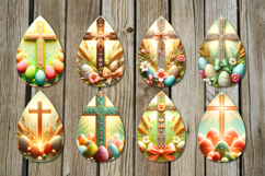 Easter cross | faith Sublimation Teardrop Earring design Product Image 2