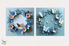 Wreath of paper flowers digital paper, background clipart Product Image 2