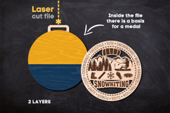 Snowkiting Sport Medal SVG laser cut files for Glowforge Product Image 2