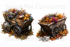 Fall, Autumn, Flowers, Cart, Ephemera, PNG, Clipart Product Image 2