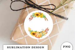 Watercolor Autumn Pumpkins Wreath png Product Image 2