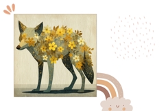 Floral Wolf Pillow Design, Cartoon Flowers Pillow Case Product Image 2