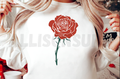 Red Rose Illustration On White Seamless Background Vector Product Image 2