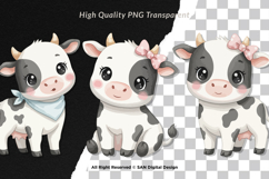 15 Bundle Watercolor Cute Cow Girl Black White Buffalo Milk Product Image 2