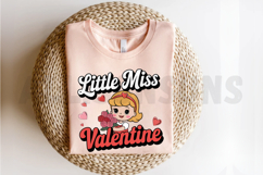 Little Miss Valentine Sublimation, Cute Valentine Design PNG Product Image 2