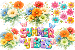 Brushstroke Summer Vibes PNG, Floral Summer PNG, Flower PNG Product Image 4