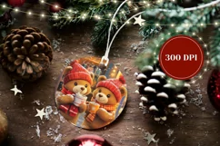 Cartoon Teddy Bear Ornament, Christmas Round Ornament Design Product Image 2