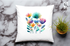 Colorful Watercolor Flowers Clipart Sublimation PNG Product Image 3