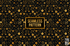 Gold &amp; Black Floral Digital Paper Pattern Product Image 2