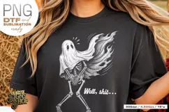 Well Shit Funny Skeleton PNG DTF Dark Humor Halloween Design Product Image 6