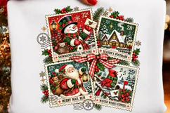 Vintage Christmas Postage PNG, Holiday Airmail Stamp Art PNG Product Image 2