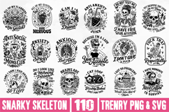 Snarky Skeleton PNG SVG Bundle, Sarcastic Skull Trendy PNG Product Image 2