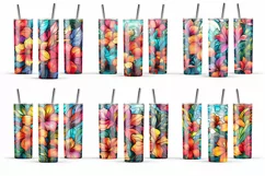 Tropical flower tumbler Stained glass tumbler wrap summer Product Image 2
