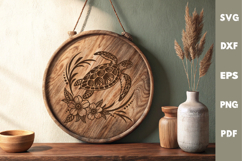 Turtle Design, Underwater World, Cutting board, Laser SVG Product Image 2