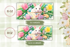 Watercolor Easter Bunny Mug, Cartoon Tulips Mug Wrap Product Image 2