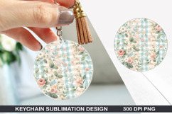Flower Keychain Sublimation - Spring Keychain PNG Design Product Image 1