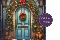 Christmas Door Tumbler Wrap Design, Christmas Door PNG Product Image 2