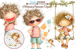 Whimsical Summer Boys Clipart, Whimsical Summer Clipart Product Image 2