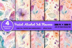 Pastel Alcohol Ink Flowers Backgrounds JPG Product Image 1
