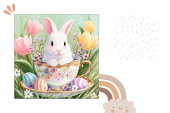 Tulips Pillow PNG, Funny Easter Bunny Pillow Design Product Image 2