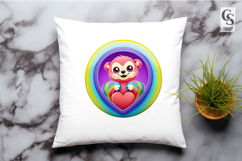 Cute Rainbow Bear Heart Illustration Clipart Sublimation PNG Product Image 3