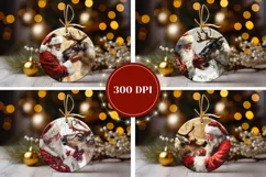 Santa Claus Round Ornaments, Christmas Deer Ornament Designs Product Image 2