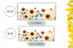 Watercolor Flowers Mug Design, Sunflowers Sublimation Design Product Image 2