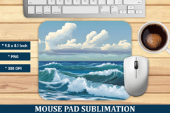 Sea Waves Mouse Pad | Mouse Pad Sublimation Product Image 1