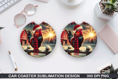 Rooster Car Coaster Sublimation| Christmas Coaster PNG Product Image 1