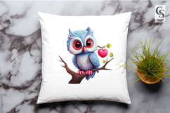 Cute Owl With Heart Clipart Sublimation PNG Product Image 2