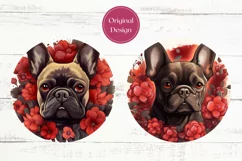 French Bulldog Car Coasters, Valentine Dog Sublimation PNG Product Image 2