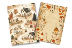Autumn Cottage Pattern Junk Journal Pages Product Image 2