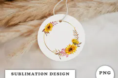 Watercolor Autumn Sunflowers Gold Frame png Product Image 2