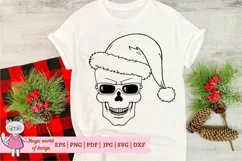 Skull Santa hat with glasses svg, Christmas cut file Product Image 4